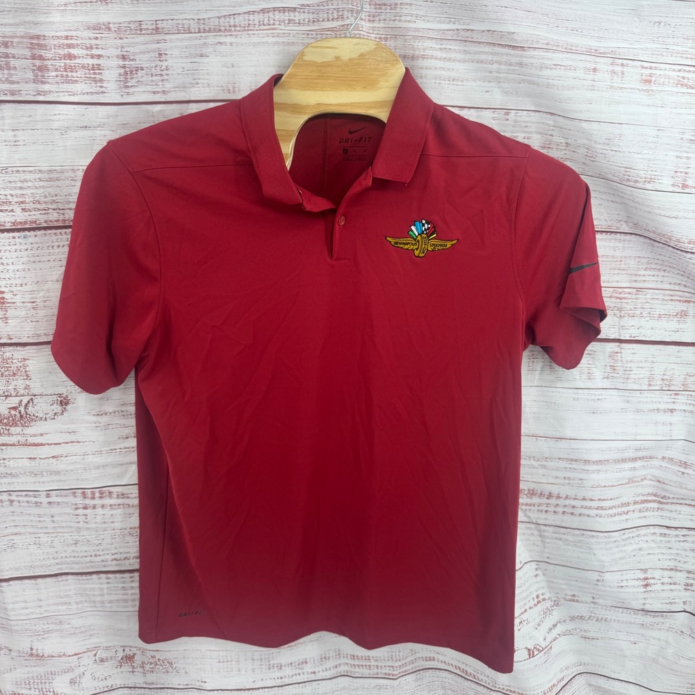 Nike Golf Polo Shirt Men XL Red Dri-FIT Indianapolis Motor Speedway Racing